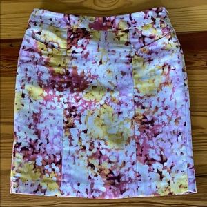 Loft pink yellow watercolor skirt